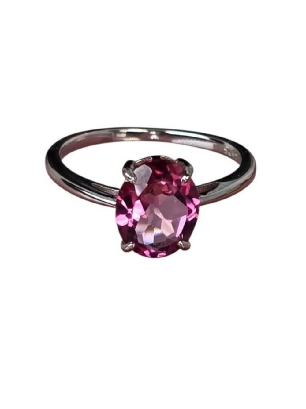 925 Sterling Silver Ring with Natural Pink Topaz  Gem